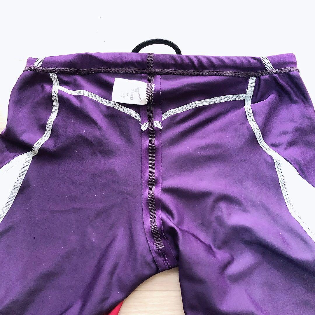 Mizuno 競泳水着 アクセルスーツ ロングスパッツ 紫 赤 Lサイズ