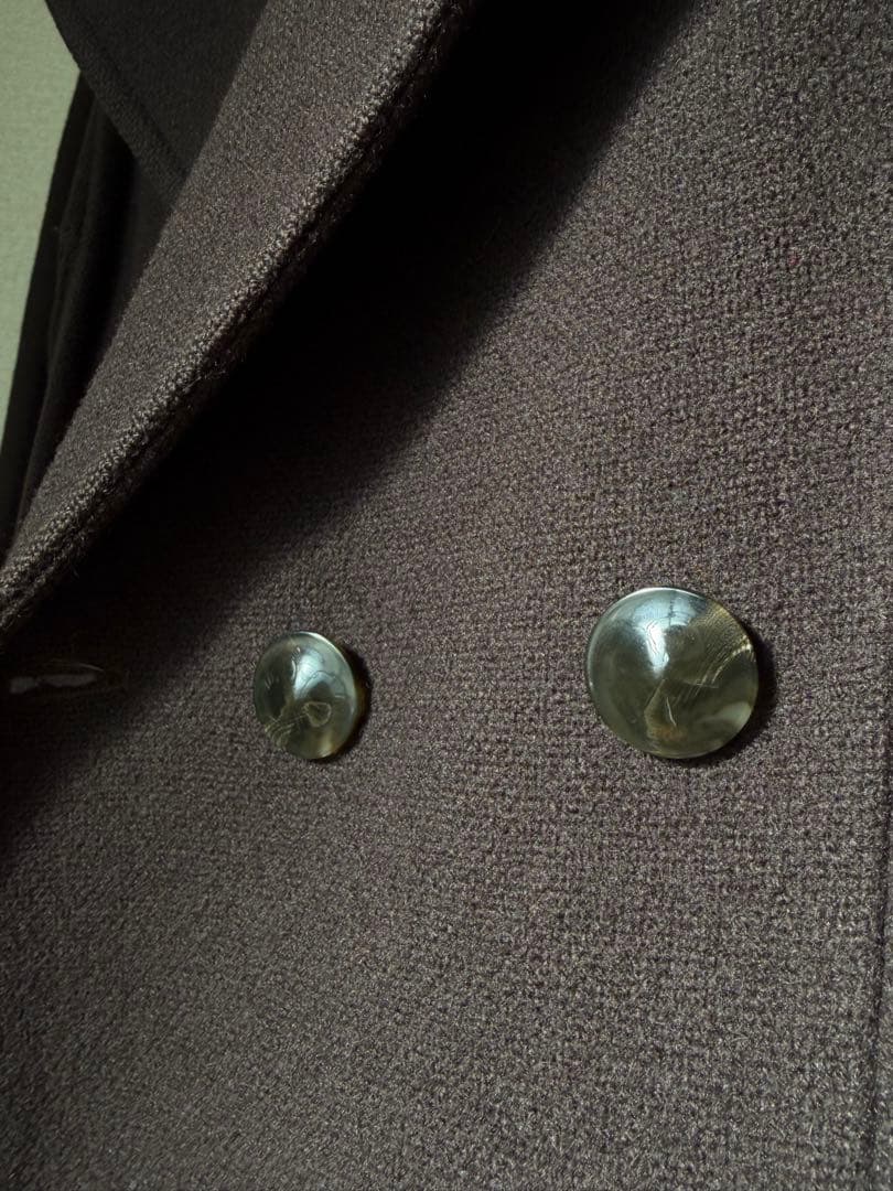 Namacheko ブラウン ダブルブレスト ピーコート