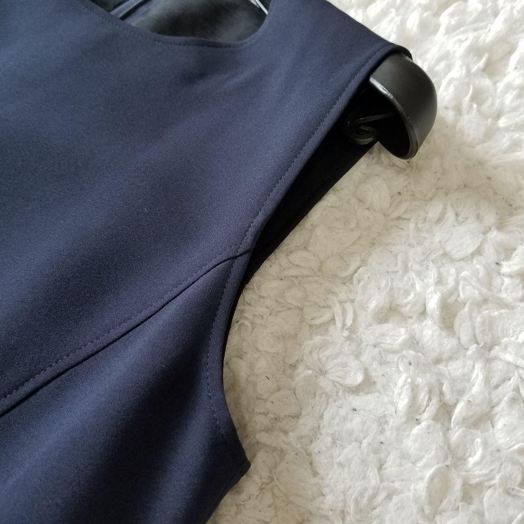 極美品✨希少 アディアム Ruched Dressワンピース フリル ネイビー