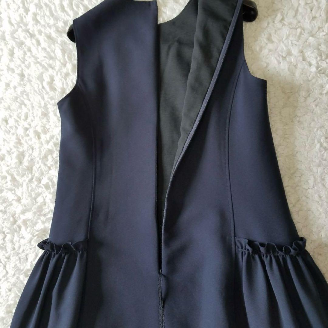 極美品✨希少 アディアム Ruched Dressワンピース フリル ネイビー