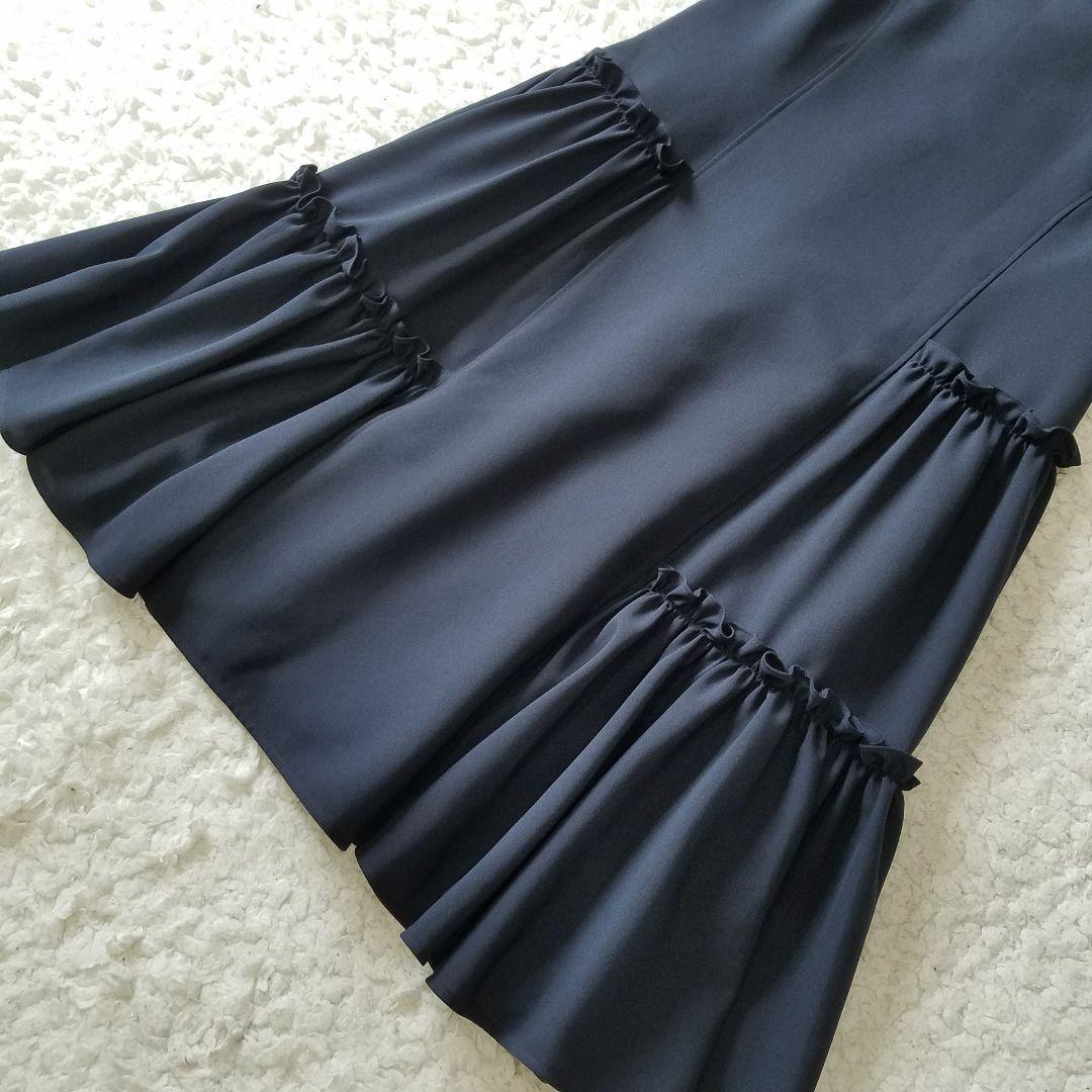 極美品✨希少 アディアム Ruched Dressワンピース フリル ネイビー