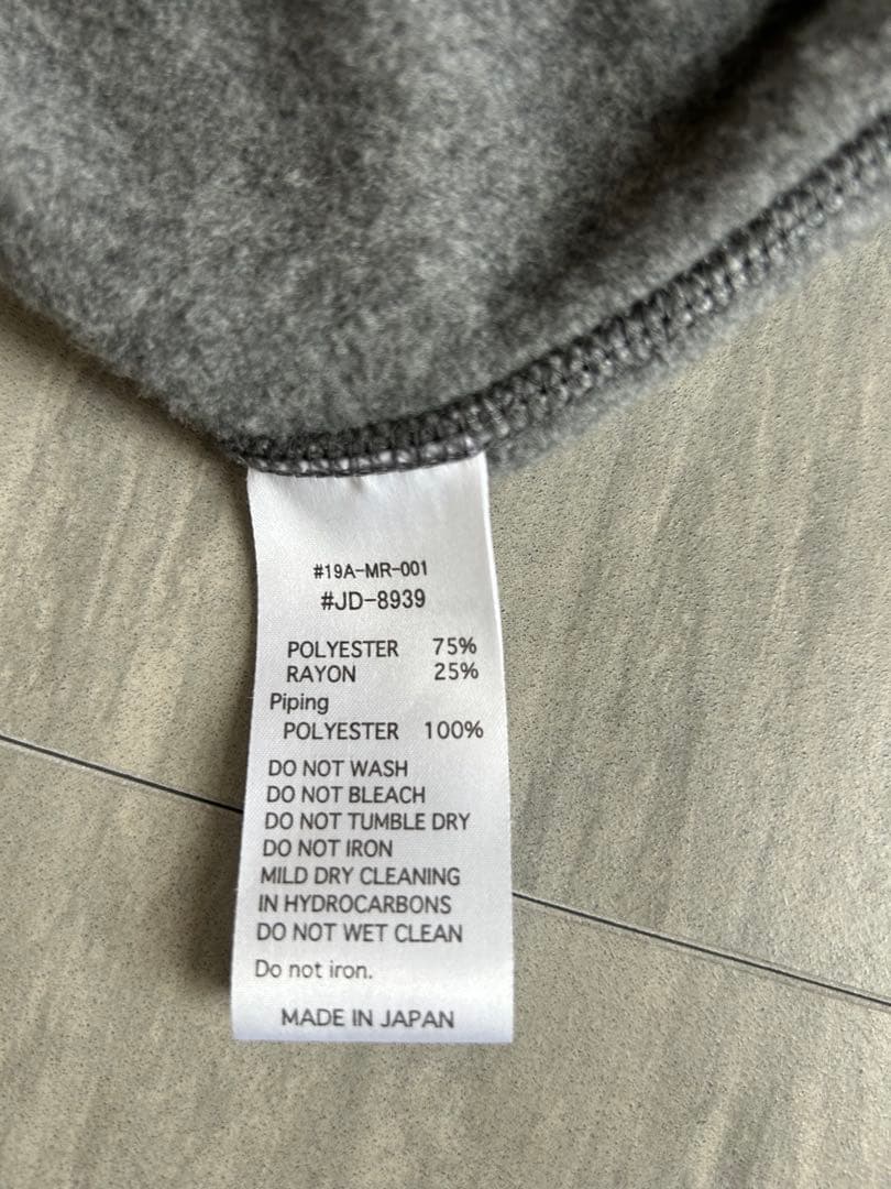 DANTON ノーカラーフリース ジャケットメンズ40グレー