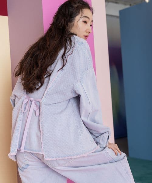 niko and…REMAKE COVERALL ノーカラー デニムジャケット