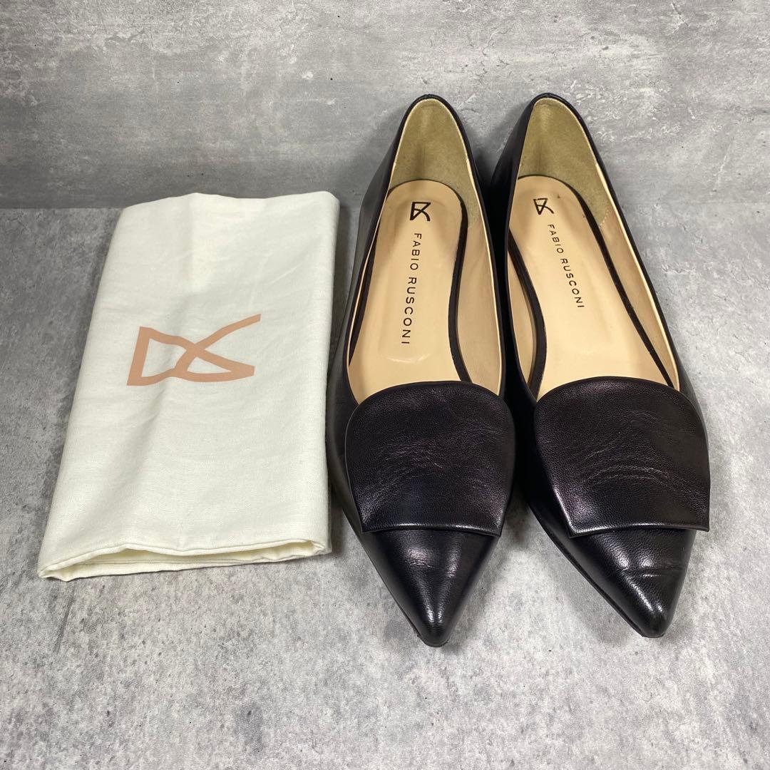 【極美品】FABIO RUSCONI ポインテッドトゥ 羊革 ローヒール 25