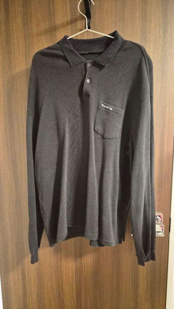 2023AW Supremeのワッフルサーマルのロングスリーブポロシャツ