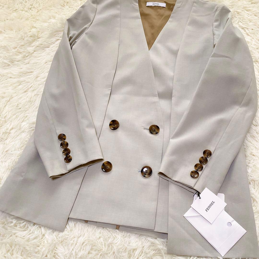 FENNEL ヤマダヤ ノーカラージャケット ダブル ライトグレー 新品 9号