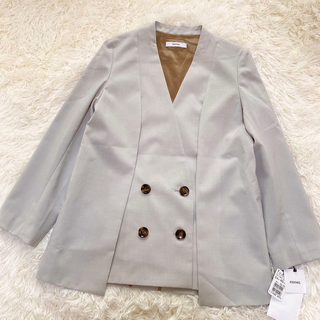 FENNEL ヤマダヤ ノーカラージャケット ダブル ライトグレー 新品 9号