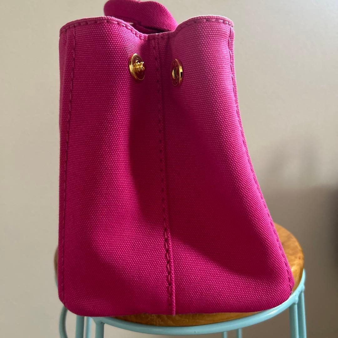 美品　プラダ　カナパ　キャンバストートバッグ　ピンク