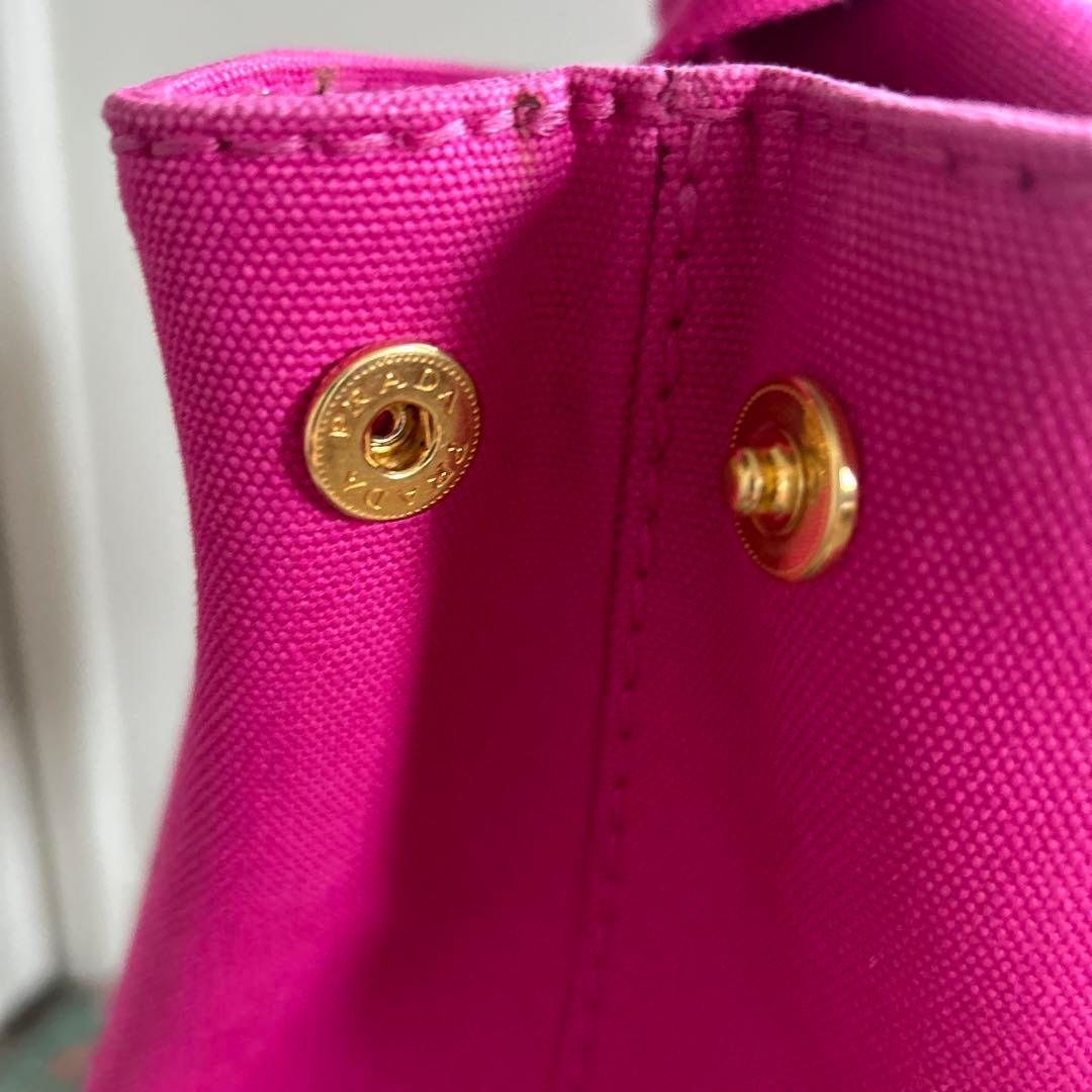 美品　プラダ　カナパ　キャンバストートバッグ　ピンク