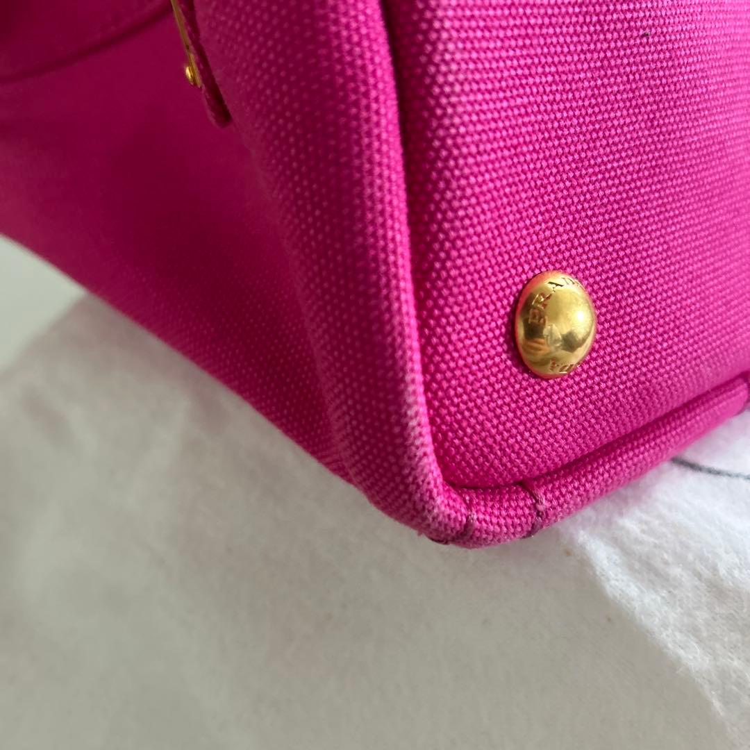 美品　プラダ　カナパ　キャンバストートバッグ　ピンク