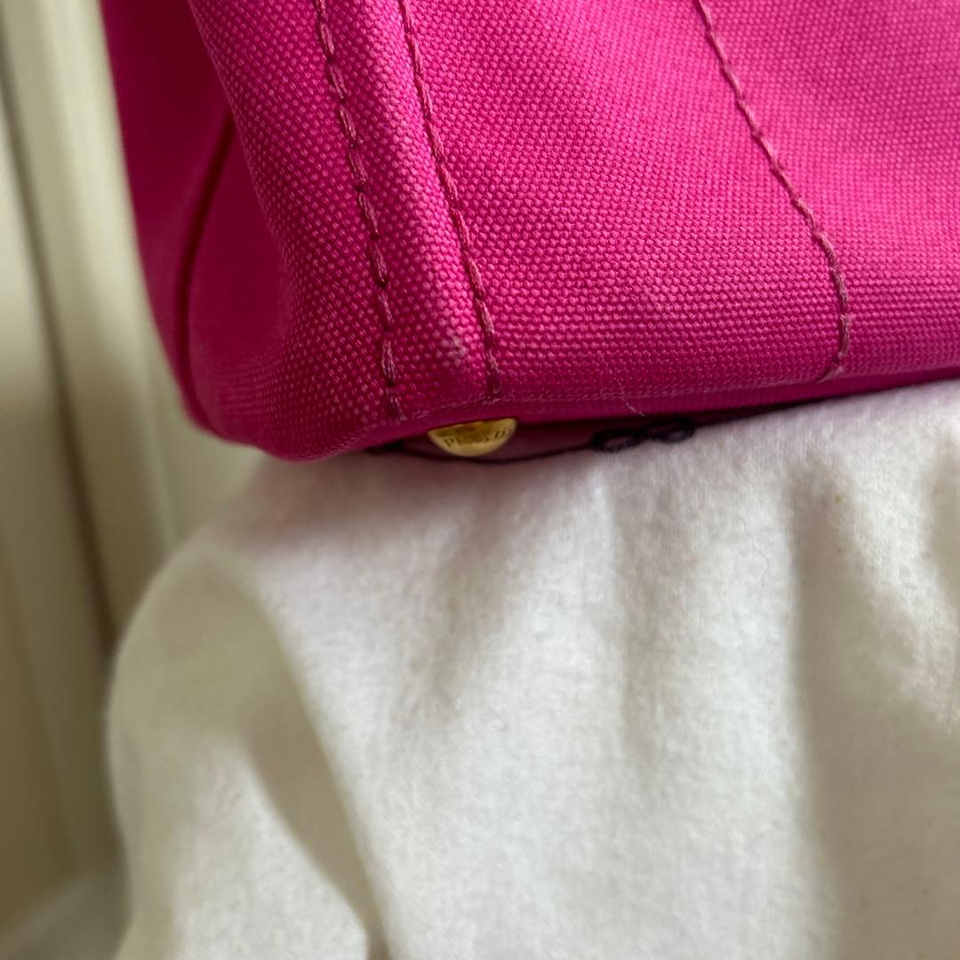 美品　プラダ　カナパ　キャンバストートバッグ　ピンク