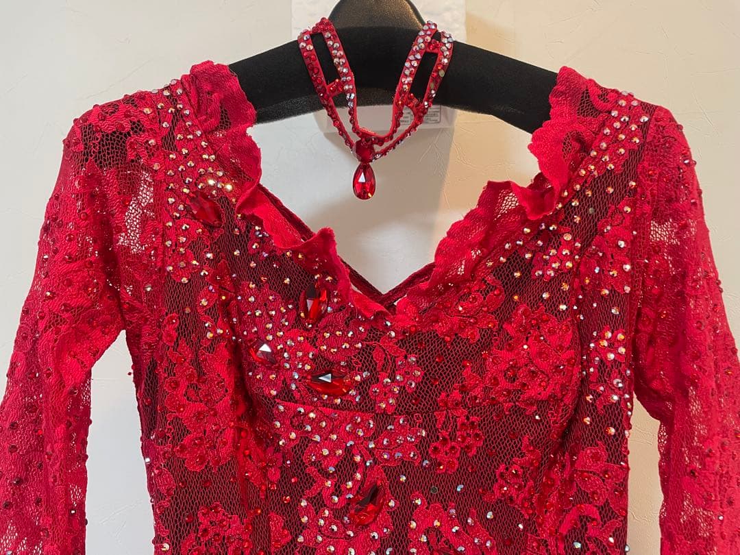 社交ダンス　ドレス　スタンダード　赤