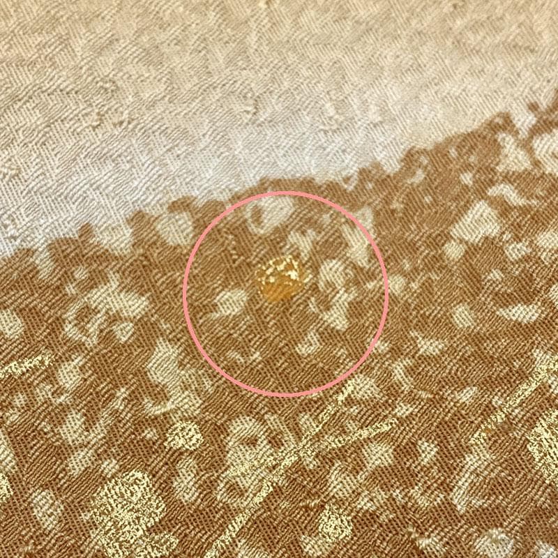 511mh91百貨店取扱い 訪問着 金彩 地紋 辻が花 梅竹 蝶 辛子色☆美品