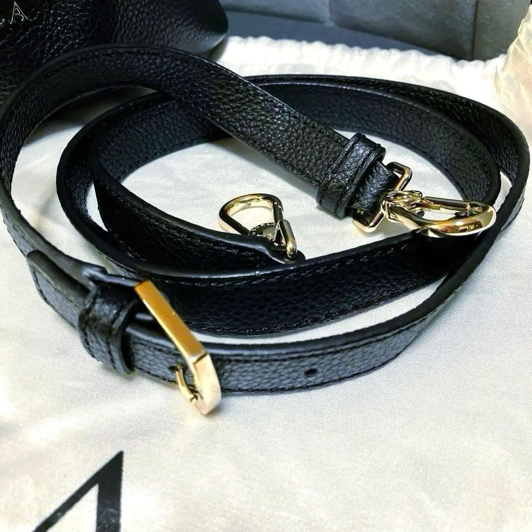 FURLAフルラ　コスタンザ　2way巾着バッグ/ショルダーバッグ　黒ブラック