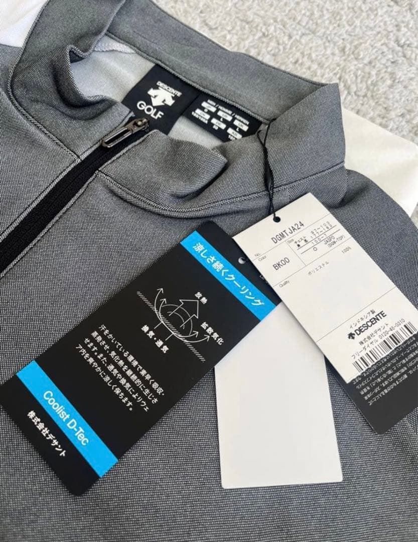 DESCENTE ゴルフシャツ ハーフジップ グレー　メンズ