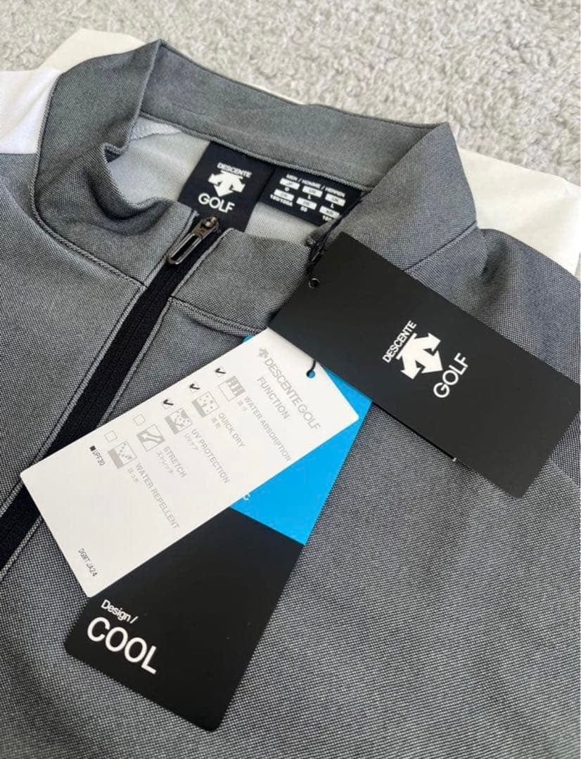 DESCENTE ゴルフシャツ ハーフジップ グレー　メンズ