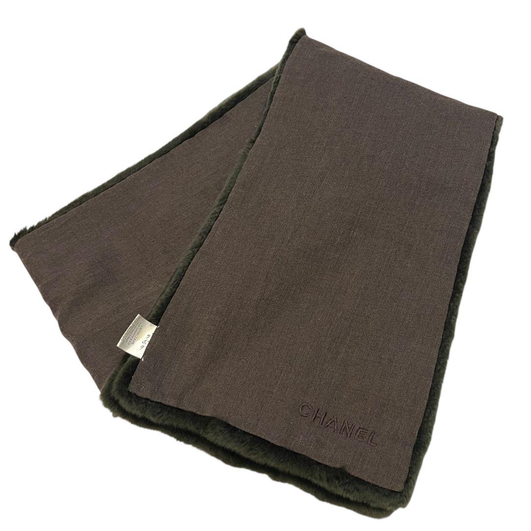 【全長１６０cm】 シャネル　ラビットファー　ロングマフラー　オリラグ　ロゴ刺繍