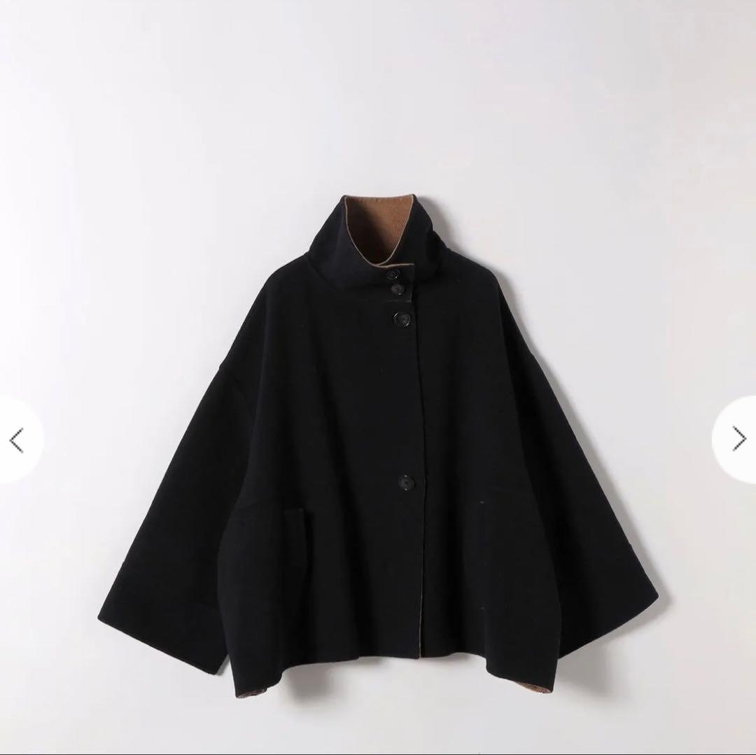 ☆SHIPSany☆ リバースタンドカラー ポンチョ ショートコート