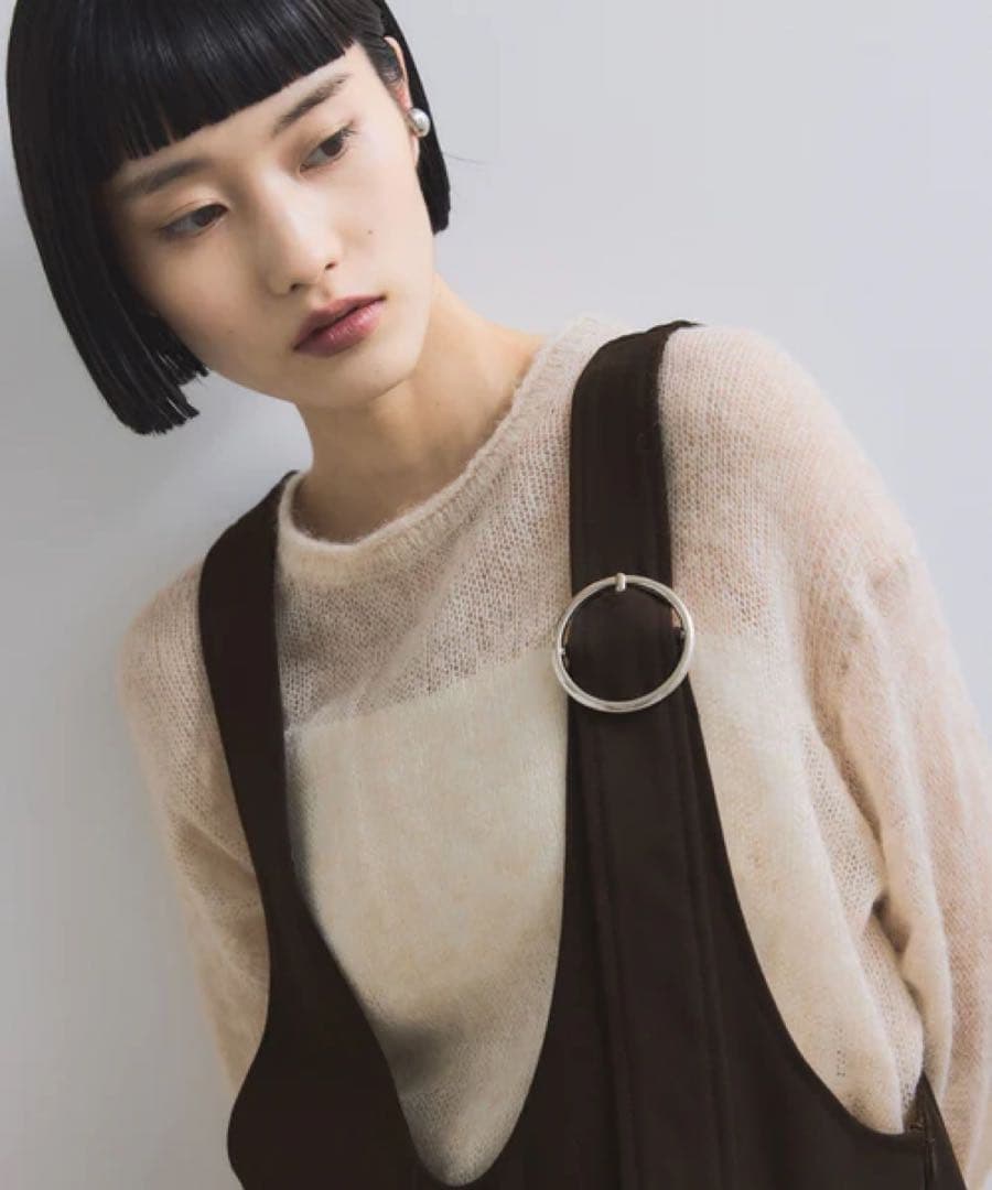 アダムエロペ　ディープネックAラインワンピース　ダークブラウン　38サイズ　新品