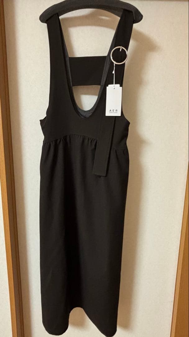 アダムエロペ　ディープネックAラインワンピース　ダークブラウン　38サイズ　新品