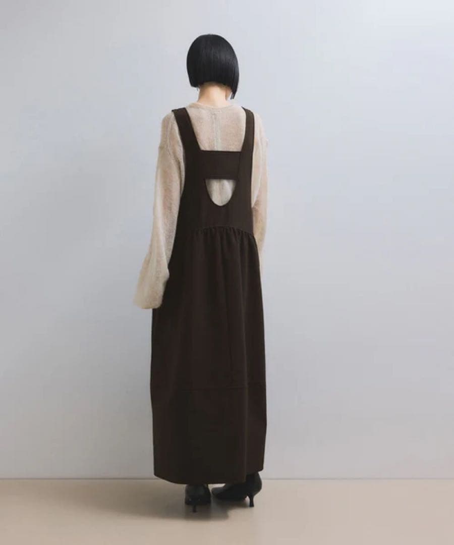 アダムエロペ　ディープネックAラインワンピース　ダークブラウン　38サイズ　新品