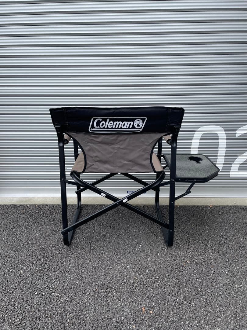【Coleman】コールマンサイドテーブル付きデッキチェアグレージュ　2脚セット