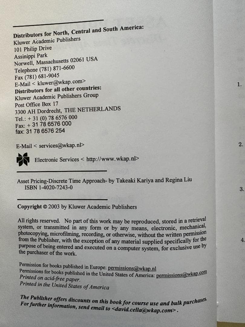ビジネス・経済 ASSET PRICING: Discrete Time Approach