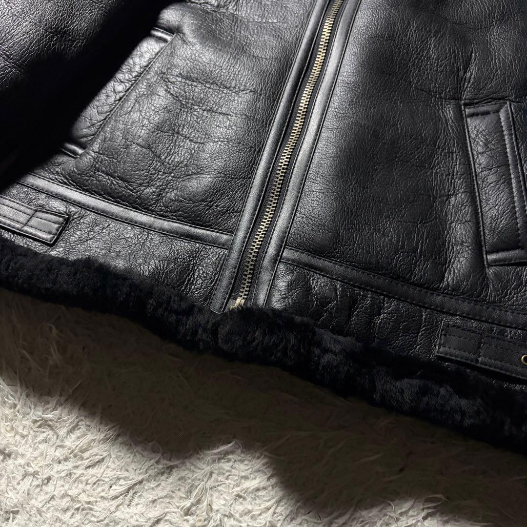 【雰囲気抜群】フライトジャケット　B-3 羊革　ムートン　ブラック　L