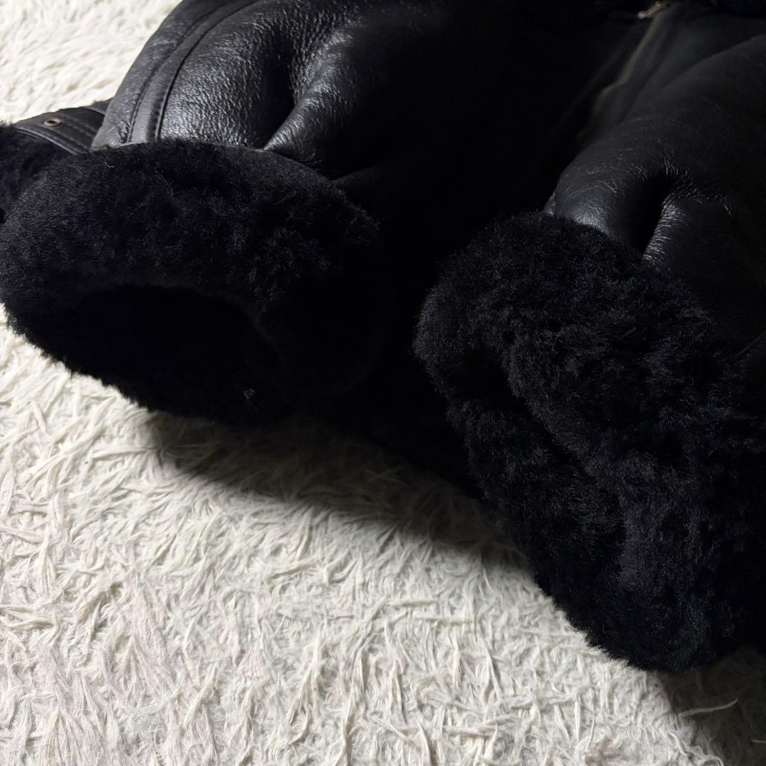 【雰囲気抜群】フライトジャケット　B-3 羊革　ムートン　ブラック　L