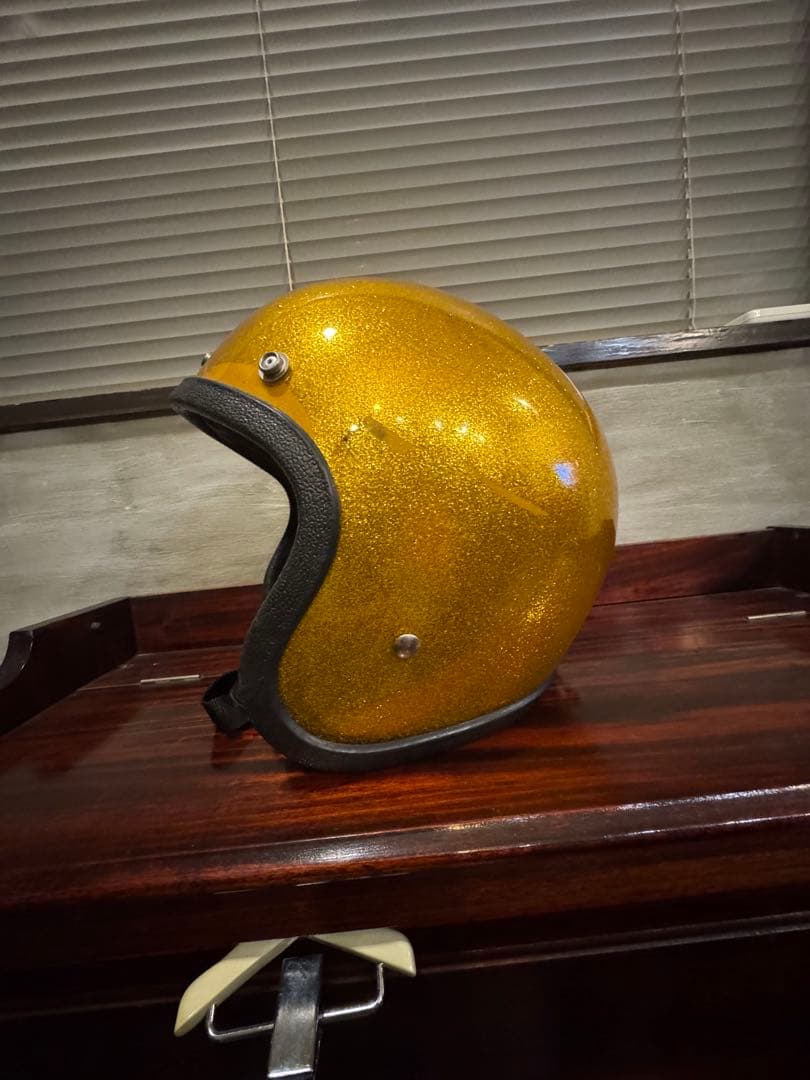 ビンテージ　ゴールドラメジェットヘルメットL