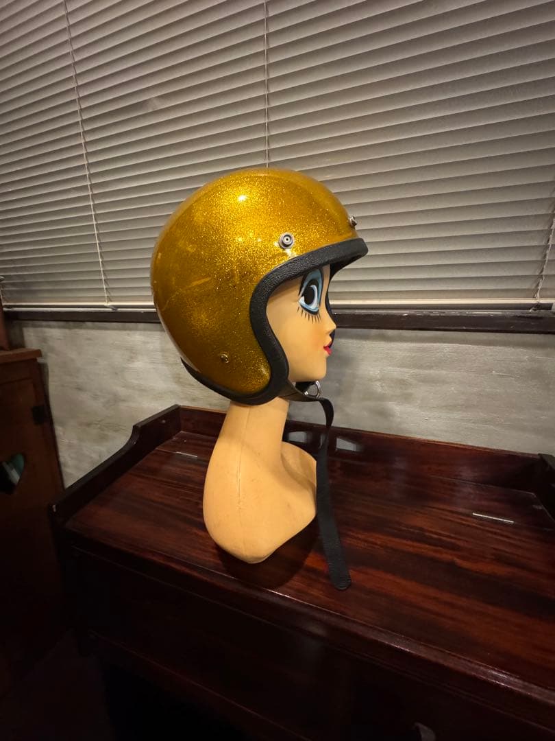 ビンテージ　ゴールドラメジェットヘルメットL