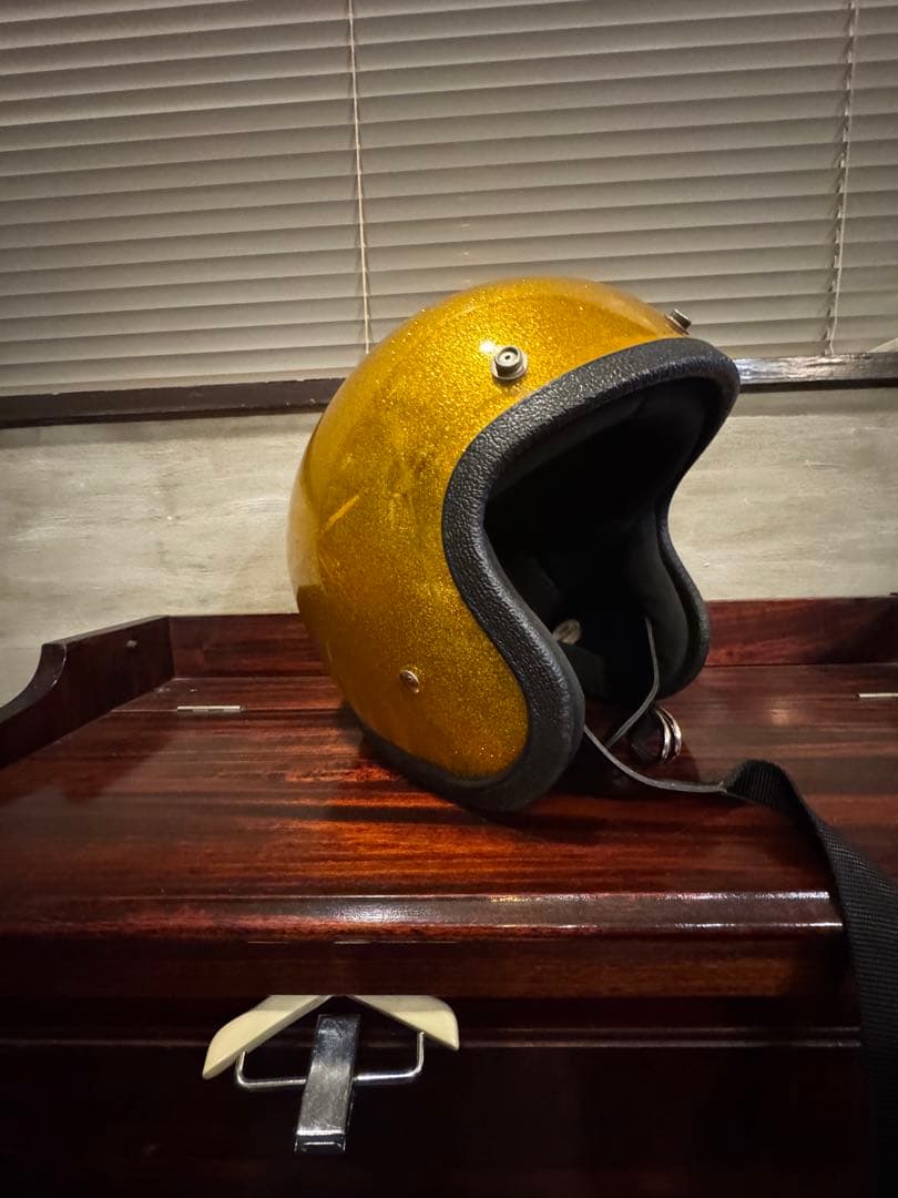 ビンテージ　ゴールドラメジェットヘルメットL