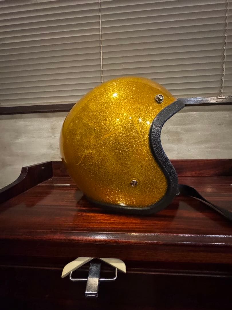 ビンテージ　ゴールドラメジェットヘルメットL