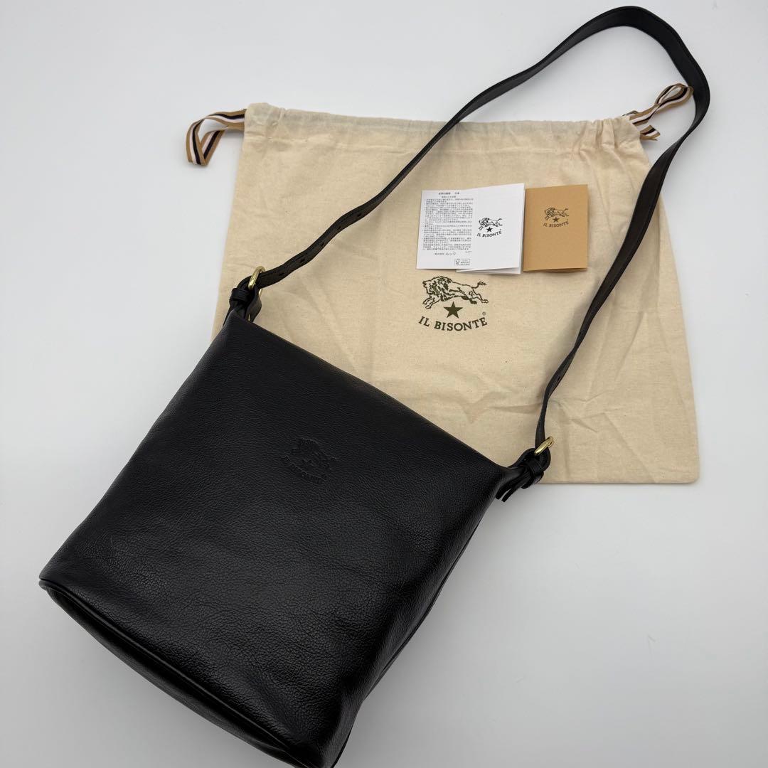 【未使用級】イルビゾンテ レザーショルダーバッグ バケツ ブラック 黒