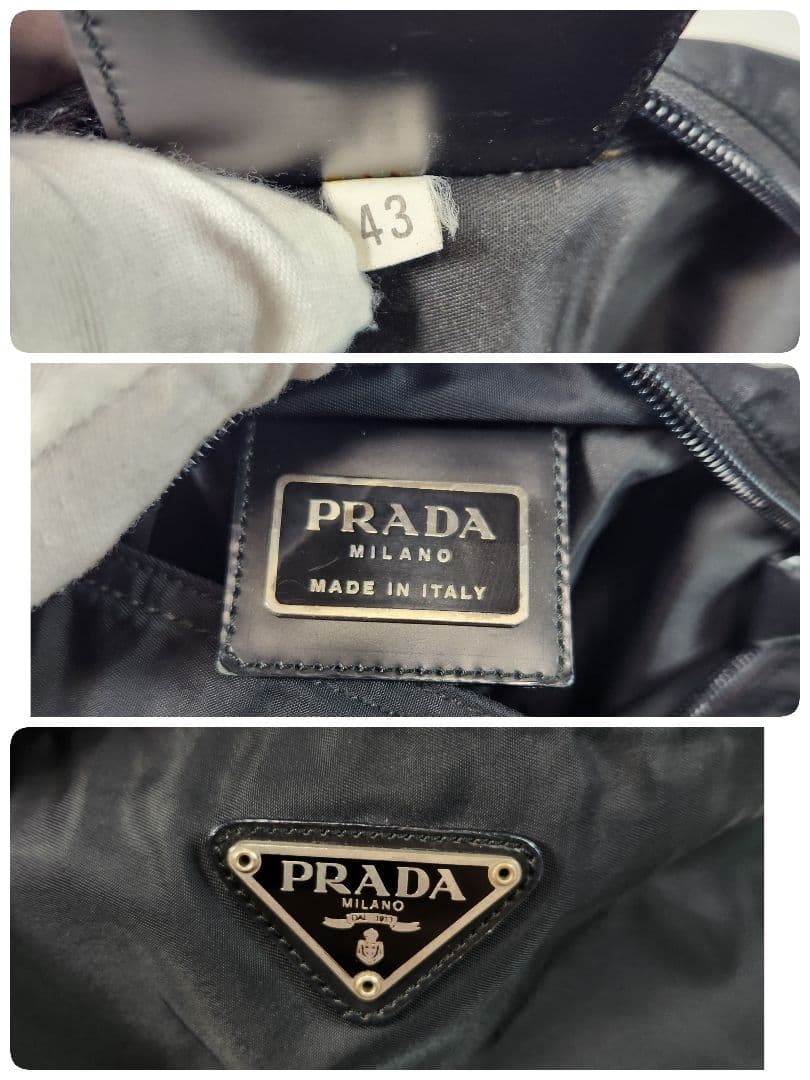 極美品 PRADA プラダ サコッシュ テスートナイロン ロゴプレート 黒
