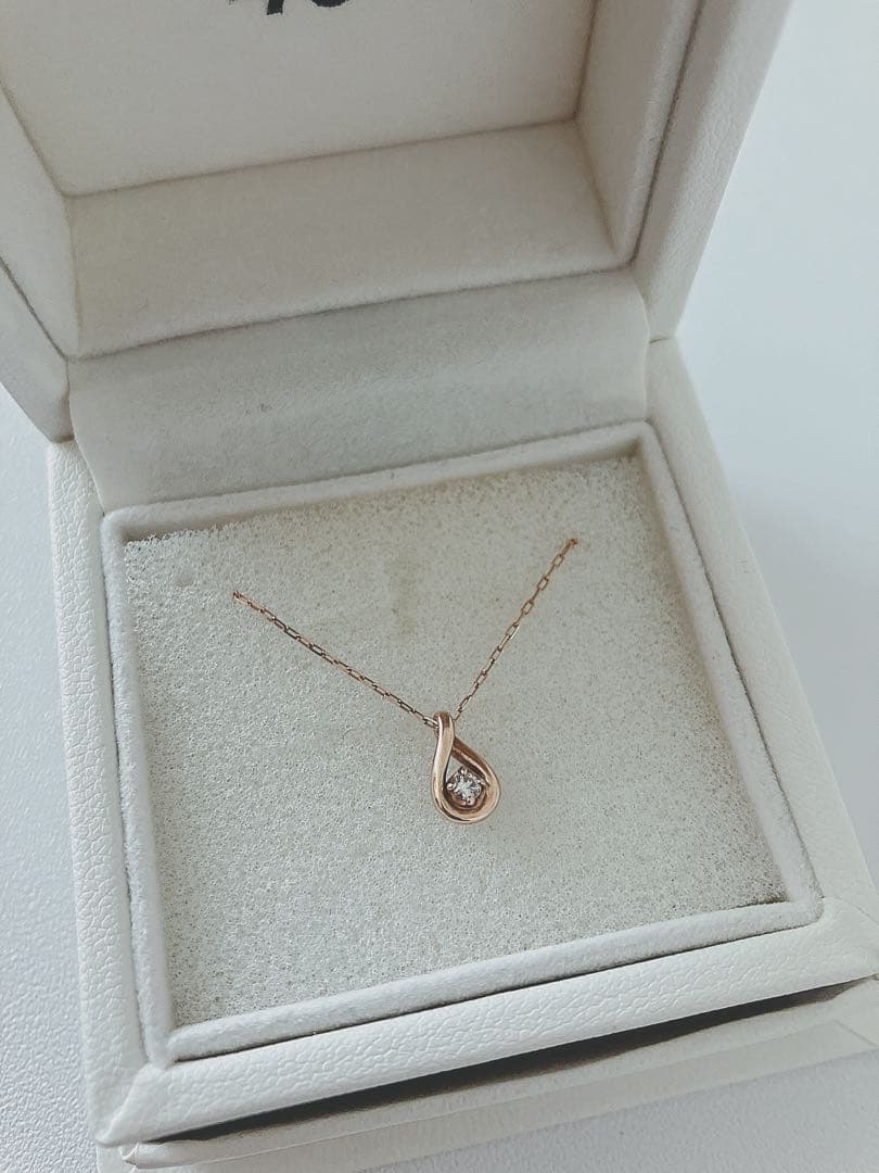 4℃ リバーシブル 誕生石ネックレス 2月 ピンクゴールド アメジスト 箱付き