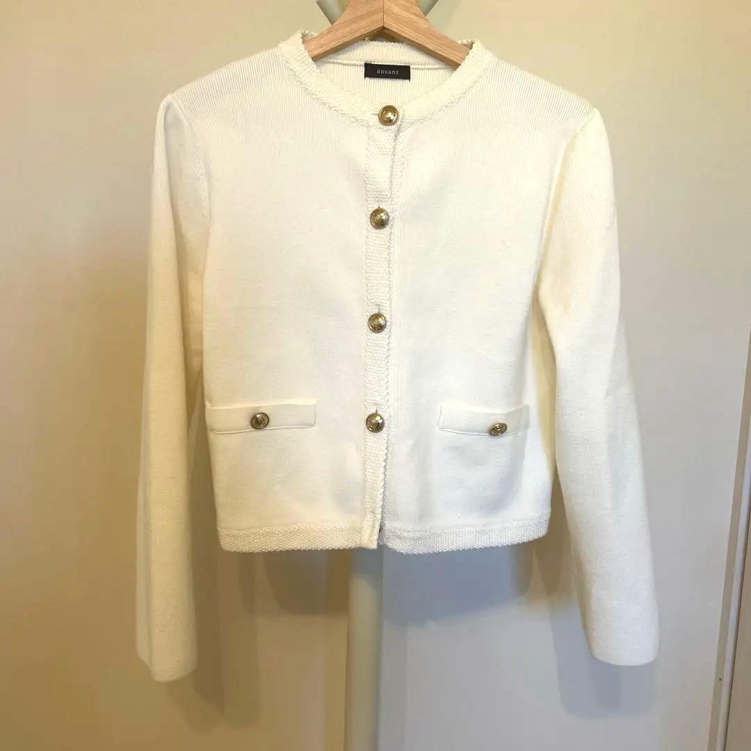 ánuans アニュアンス　ニットジャケット　カーディガン白