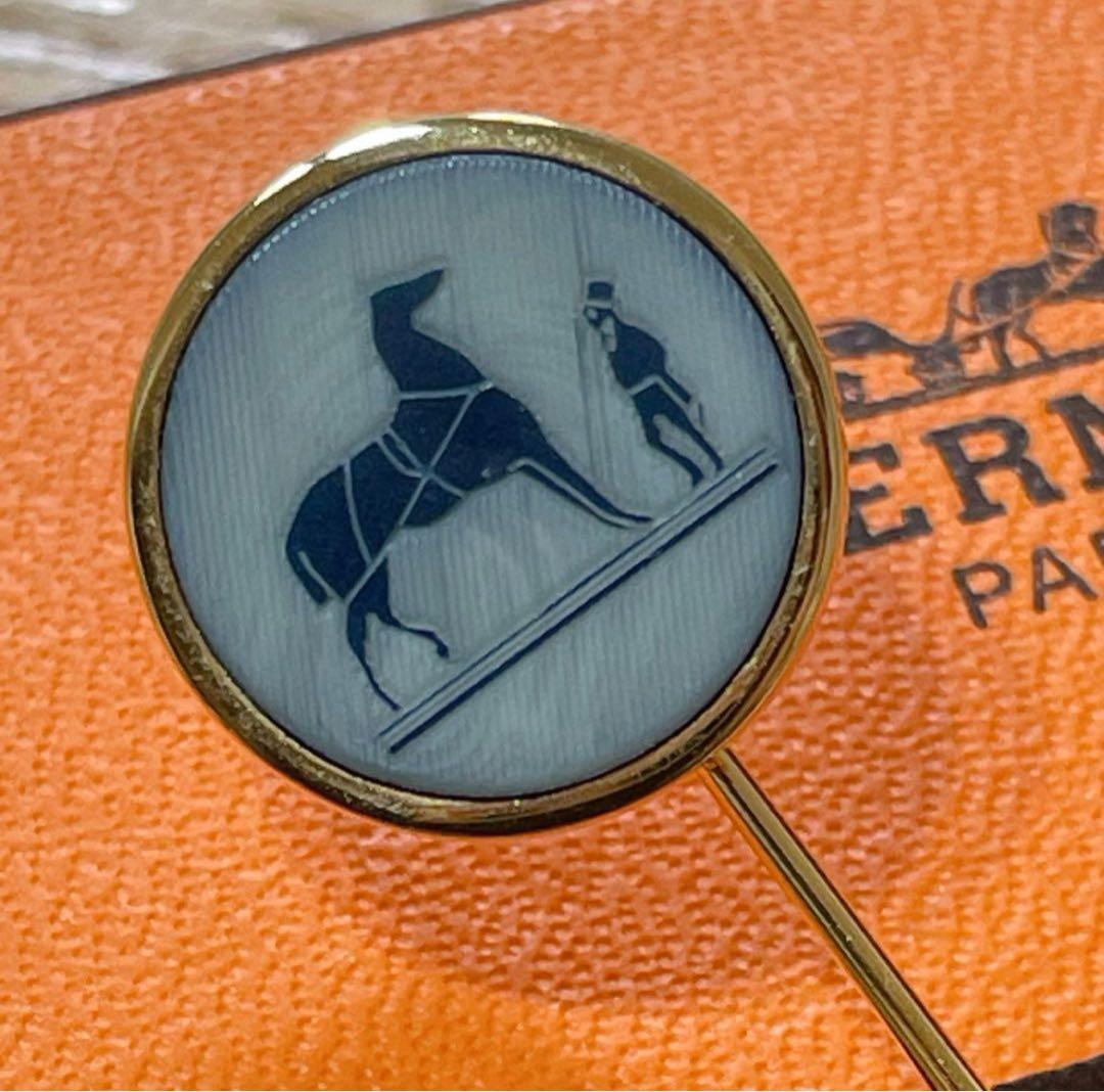 HERMES エルメス ゴールドカラー ピンブローチ コロゾ 馬柄