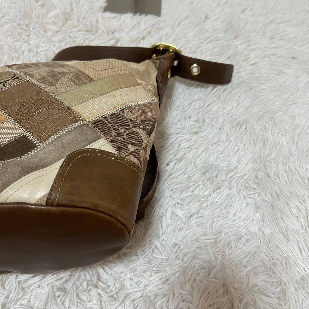 バッグ Coach Signature Patch Work Denim Bucket