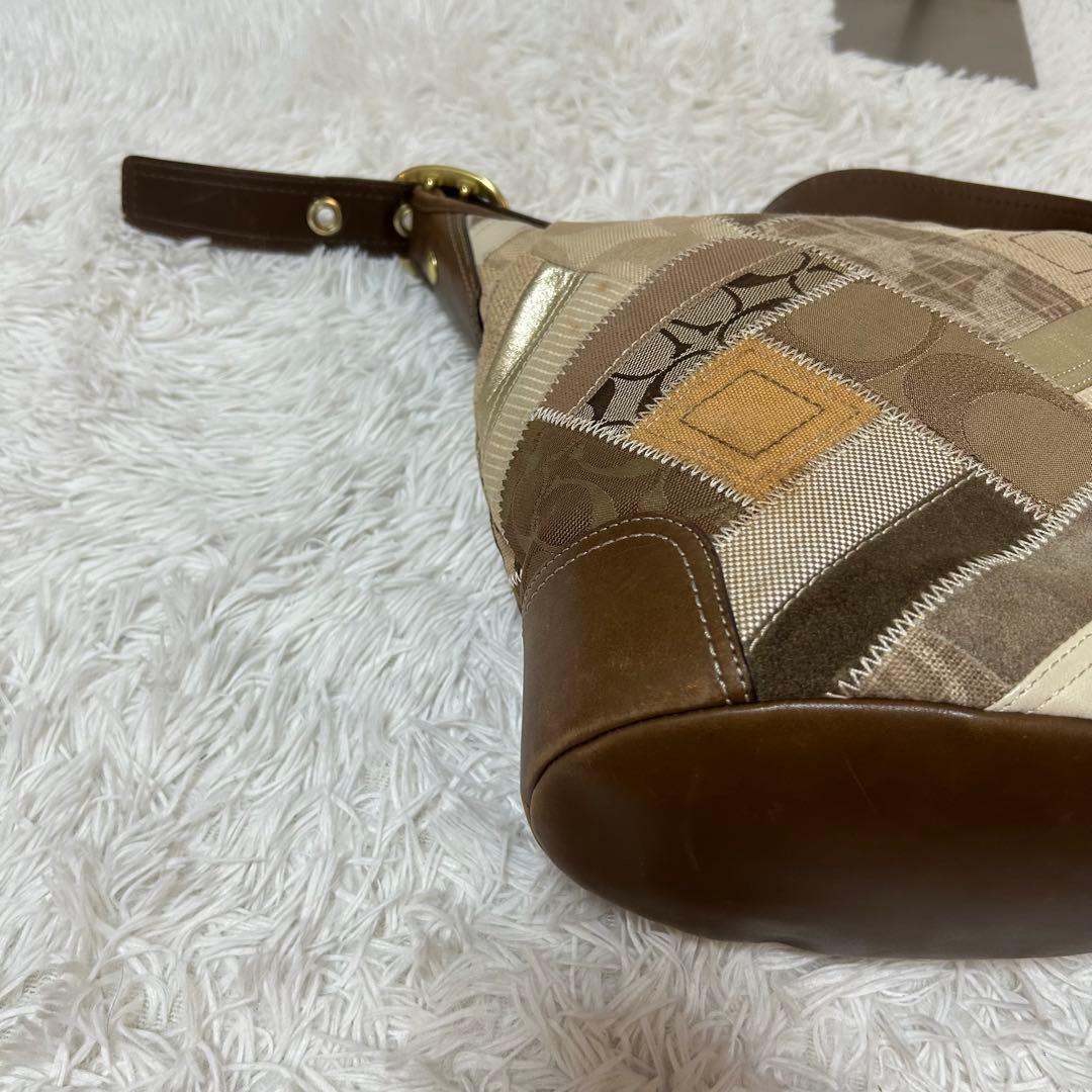 バッグ Coach Signature Patch Work Denim Bucket