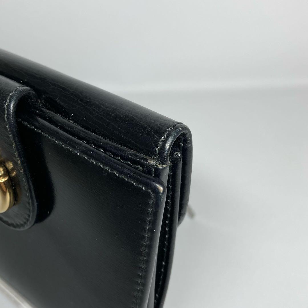 希少 オールドグッチ 財布 二つ折り財布 ヴィンテージ ブラック ゴールド