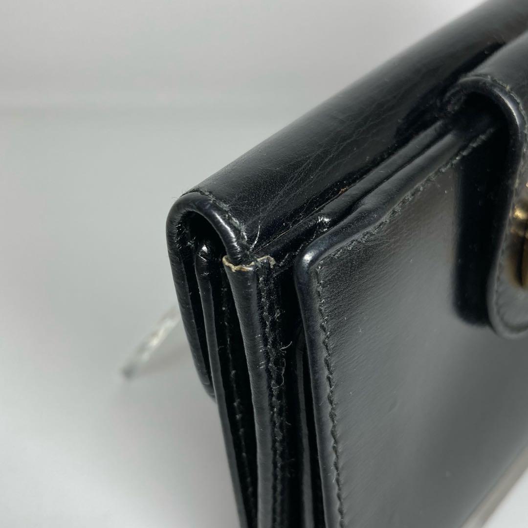 希少 オールドグッチ 財布 二つ折り財布 ヴィンテージ ブラック ゴールド