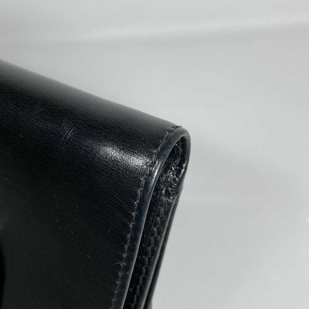 希少 オールドグッチ 財布 二つ折り財布 ヴィンテージ ブラック ゴールド