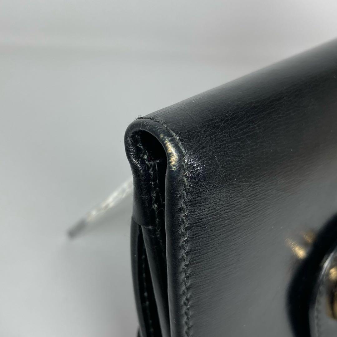 希少 オールドグッチ 財布 二つ折り財布 ヴィンテージ ブラック ゴールド