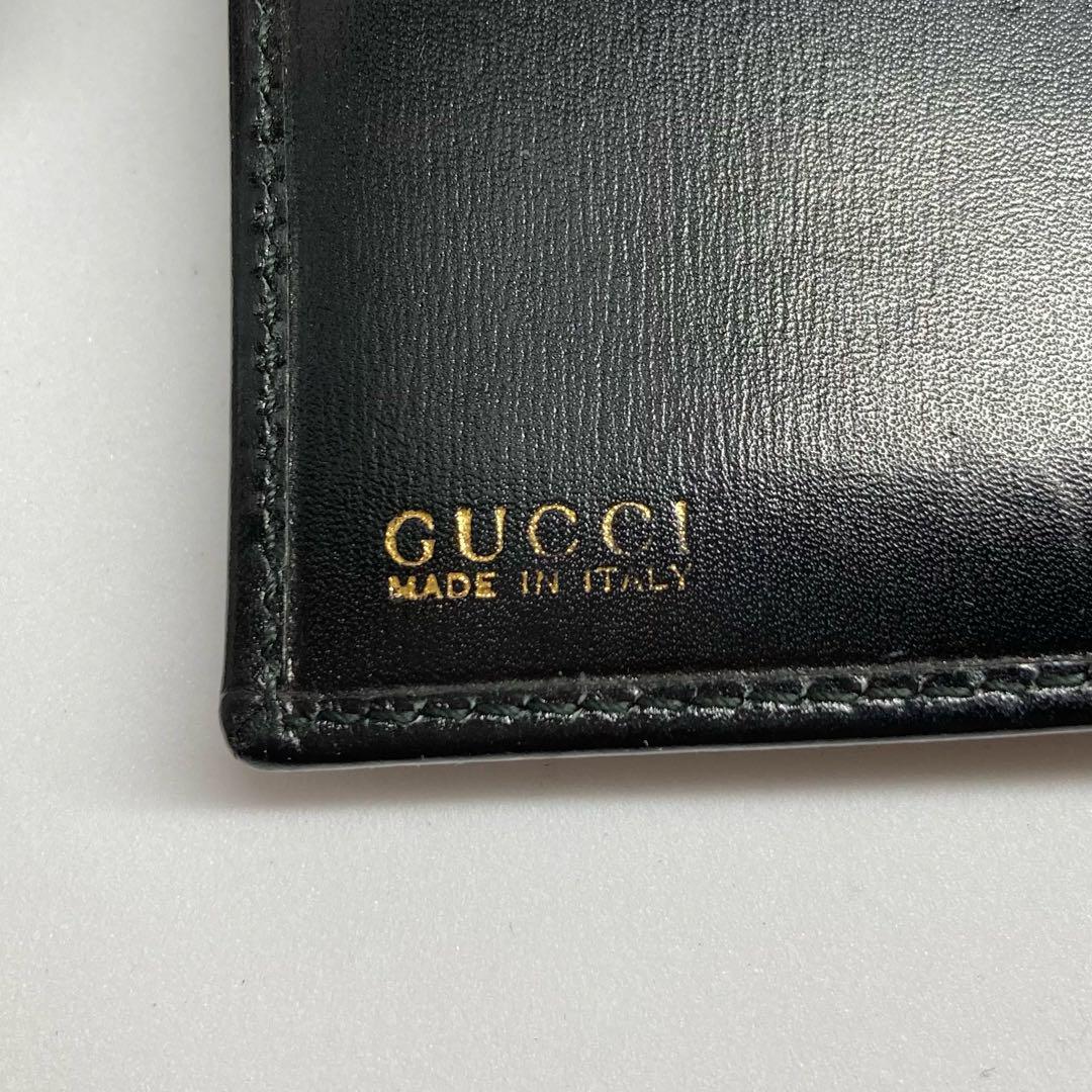 希少 オールドグッチ 財布 二つ折り財布 ヴィンテージ ブラック ゴールド