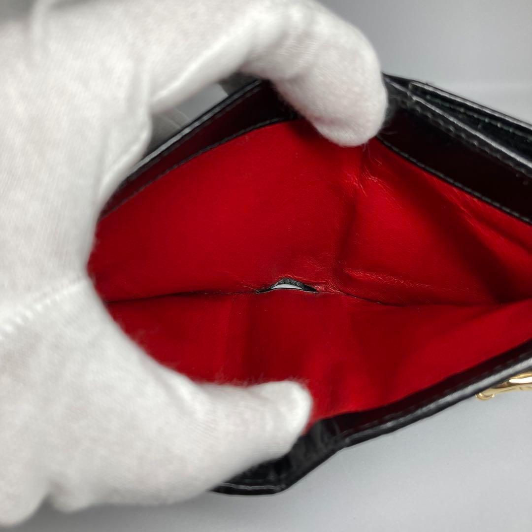 希少 オールドグッチ 財布 二つ折り財布 ヴィンテージ ブラック ゴールド