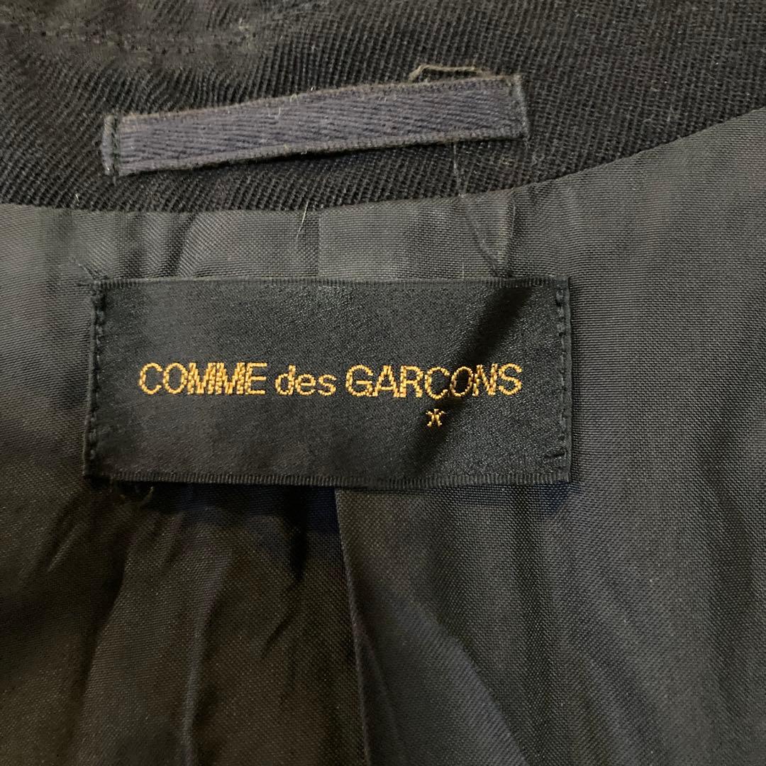 コムデギャルソン　ネイビー ポンチョ・ケープコート ボタン付き