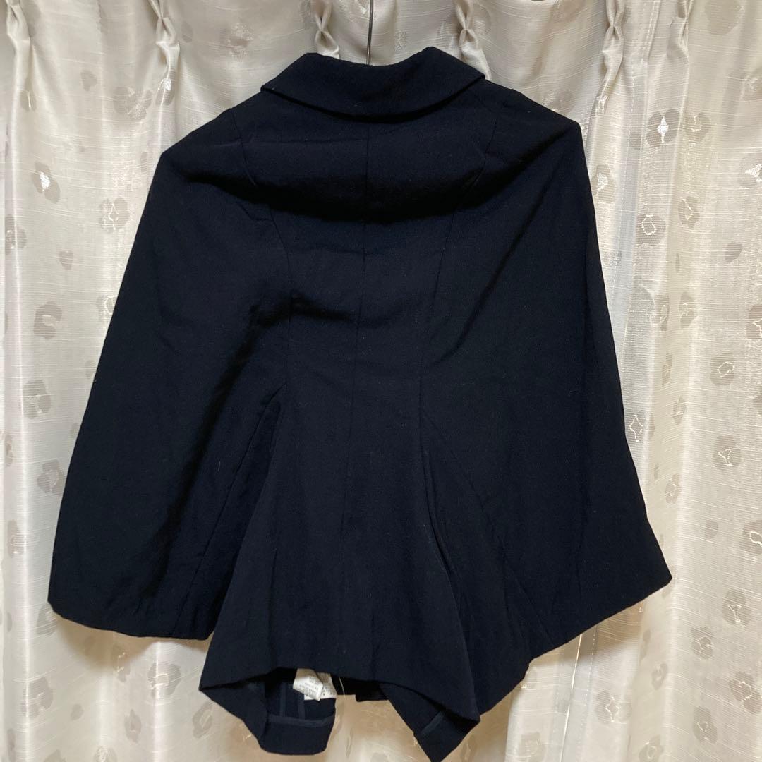 コムデギャルソン　ネイビー ポンチョ・ケープコート ボタン付き