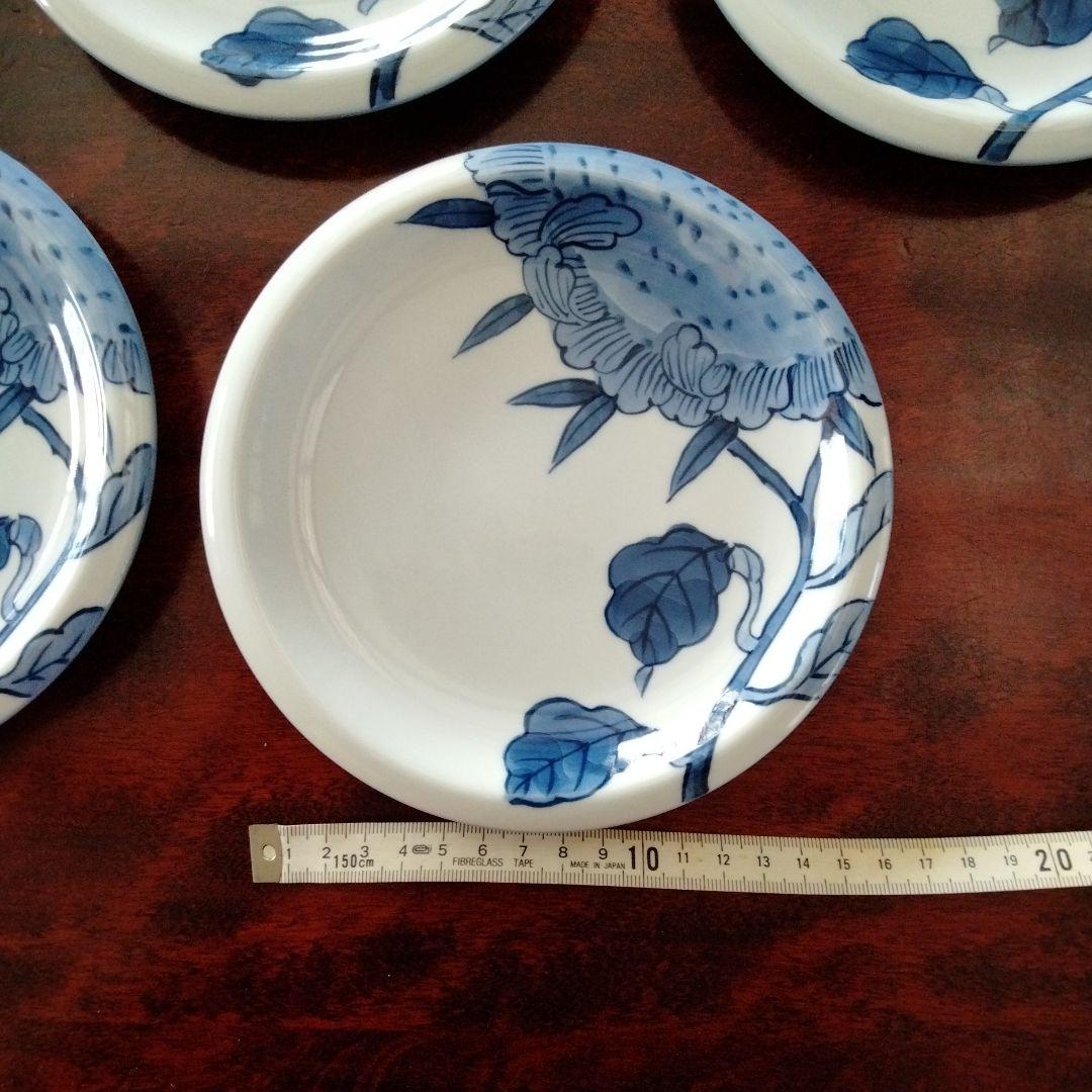 有田焼 源右衛門窯 染付向日葵絵 銘々皿 5枚組