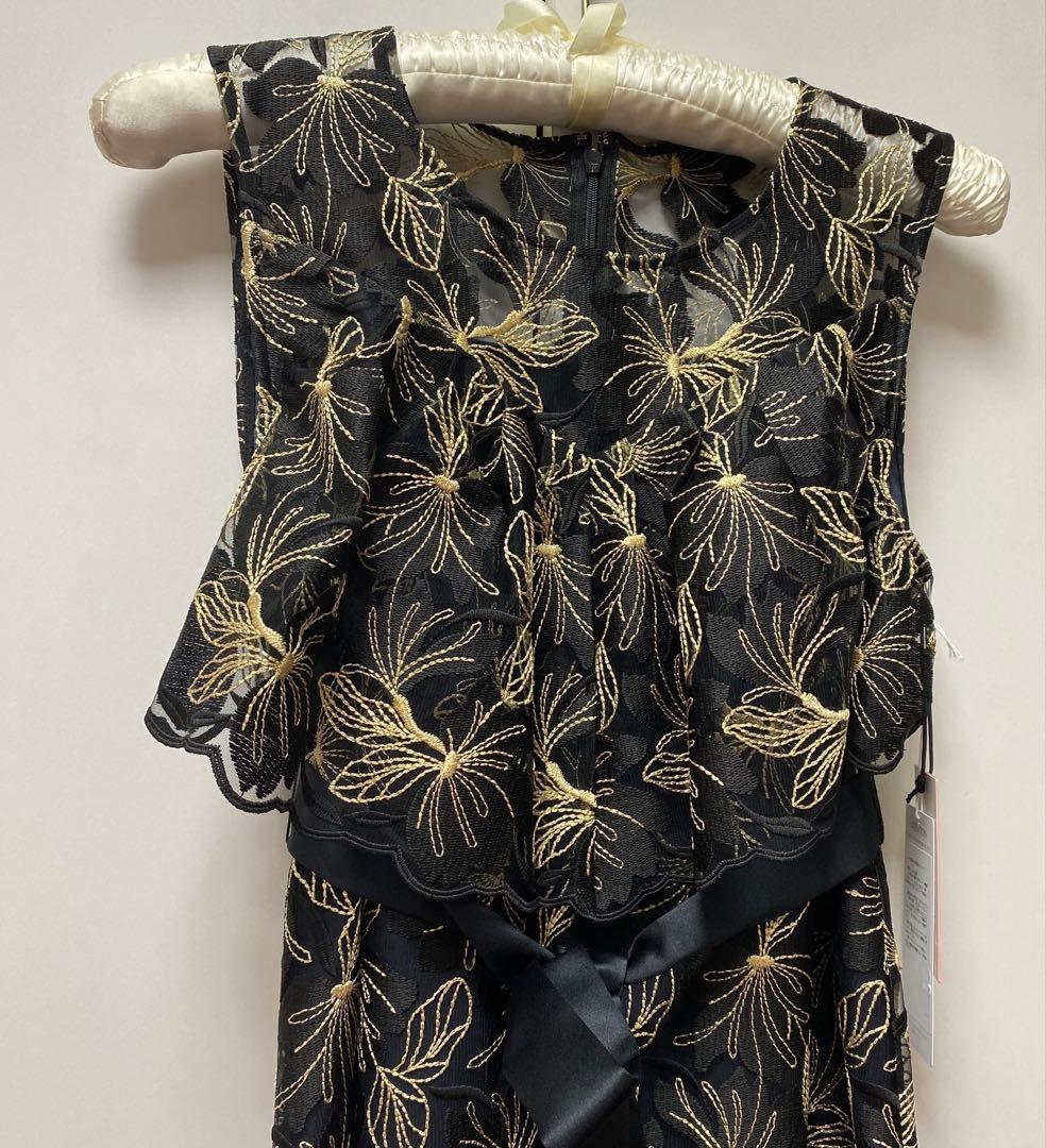 新品[グレースコンチネンタル22AW ラメ刺繍ノースリーブワンピース　38 黒